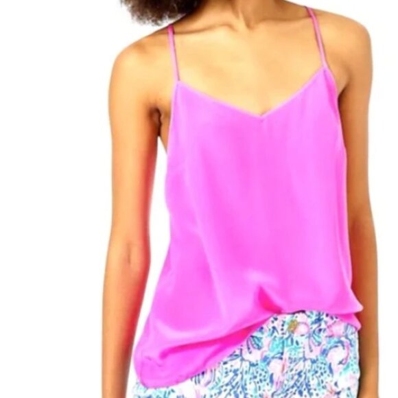 Lilly Pulitzer Tops - Lilly Pulitzer Dusk Silk Camisole in Raz Berry Pink Size S
